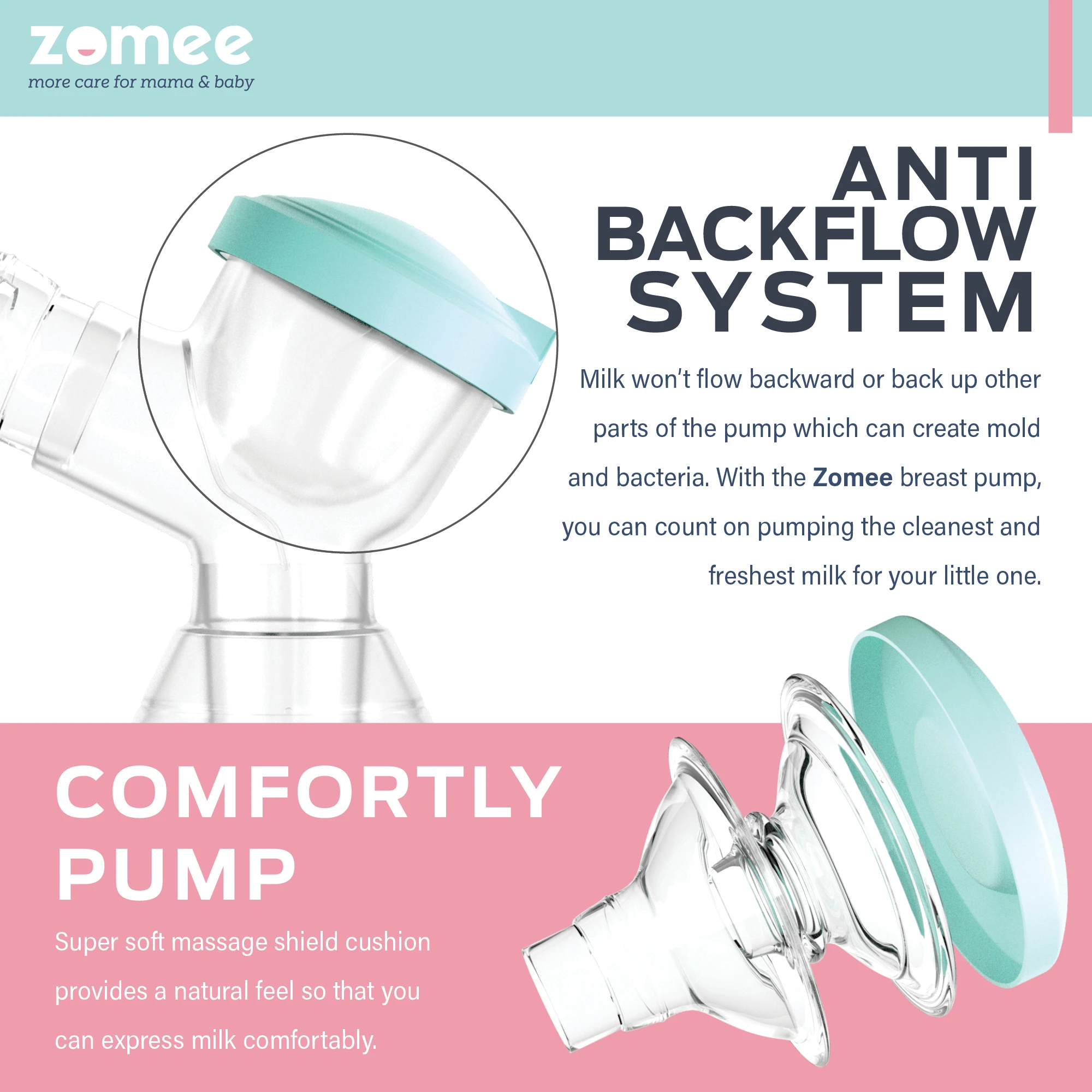 Zomee breast pump infographic