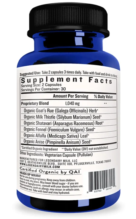 Supplement facts on a Liquid Gold bottle