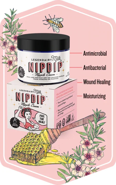 NipDip promotional graphic with listed features
