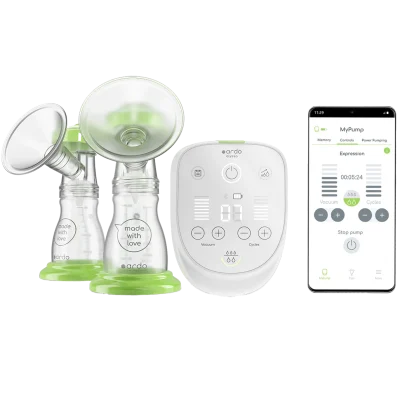 The product featured image for the Ardo Alyssa breast pump featuring a picture of a phone running the Ardo Alyssa companion mobile app