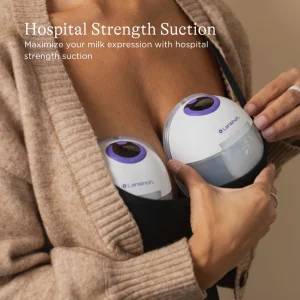 An infographic showing the Lansinoh Discreet Duo Wearable Pump's hospital strength quality