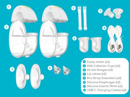 Ardo Melia infographic showing all the parts and pieces of the pump and what comes in the box