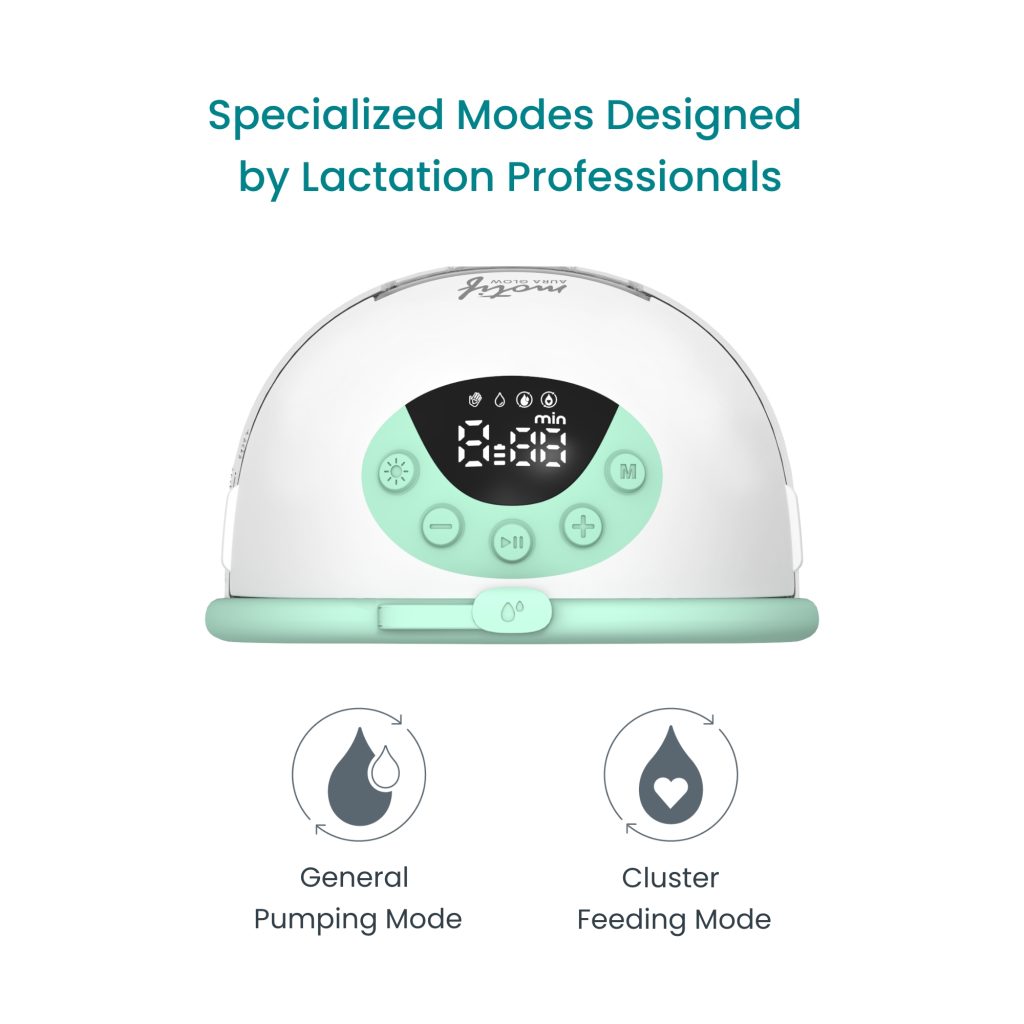 Infographic showing the pumping modes of the Motif Aura Glow