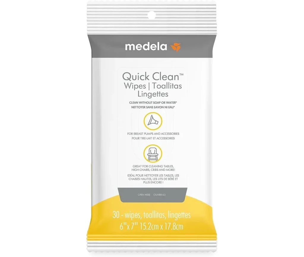 Medela Quick Clean breast pump and accessory wipes, 30 wipe pack, clean without soap or water