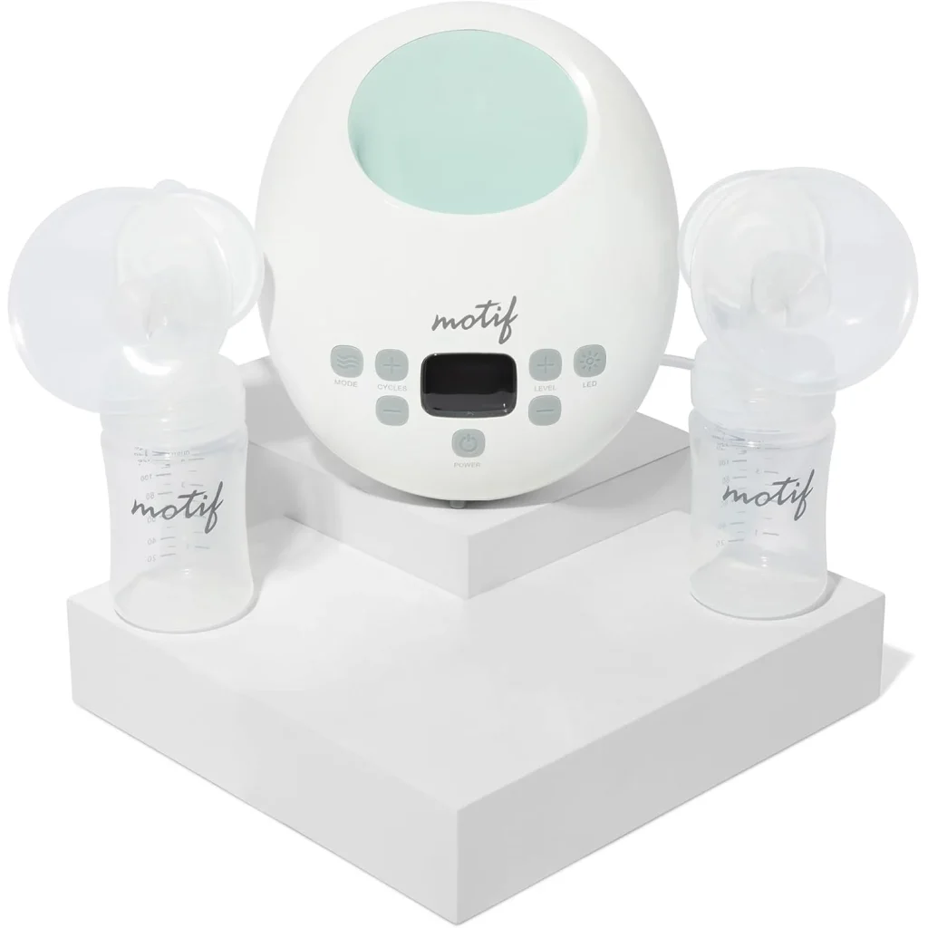 Motif Luna double electric breast pump with two breast shields and bottles