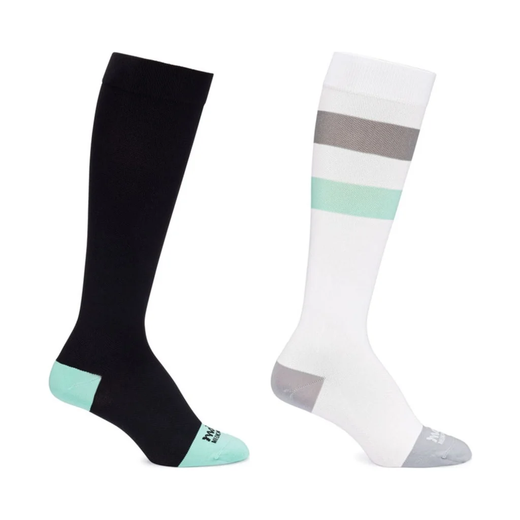 Motif maternity compression socks 2-pack, black/green and white/grey/green, 20-30 mmHg